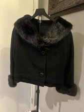 Genuine Vintage Persian Lamb Crop Jacket w/Mink Collar - S/M picture