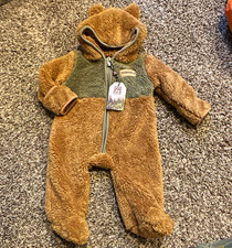 Avalanche NWT Hooded Fleece Bear Colorblock Zip Coverall 3-6 Months baby picture