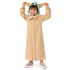Star Wars Grogu Baby Yoda Kids Halloween Costume Robe + Plush Hood 3 - 10 Years picture