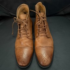 la Milano Men’s Tan Leather Upper Cap Toe Brogue Dress Boots Size 13 picture
