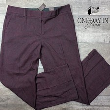The Limited Modern Trouser Pants Burgundy Red Flecked Straight Leg NWT Size 14 picture