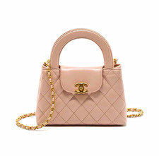 CHANEL Mini Top Handle Quilted Leather Bag Pink Gold Chain CC Detachable picture