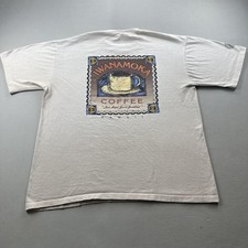 Vintage Crazy Shirts Hawaii Coffee T-Shirt Mens XL Beige Iwanamoka Kona USA 90s picture