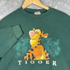 Vintage Disney Store Tigger Sweatshirt Green Made in USA Small 90s Winnie Pooh picture