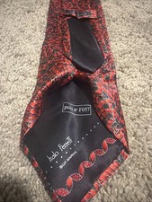 Red and Black Leaves Italo Ferretti Made In Italy 100% Silk Tie picture