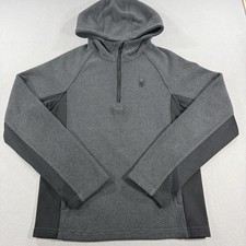 Spyder 1/4 Zip Gray Black Pullover Hooded Sweater Jacket - Men Size Small picture