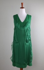 LANVIN Les 10 Ans $1590 Satin Tiered Ruffle Knit Shift Cocktail Dress Size 4 picture