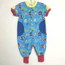 VTG Gymboree Romper Rainbow Tag All Over Print Fish Undersea Newborn picture