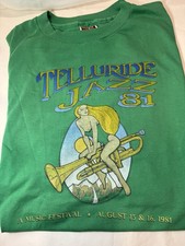 Vintage 1981 Telluride Jazz Festival T-Shirt Green Hanes Large USA picture