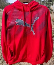 NWT PUMA Logo on Red Cotton-Blend LS Hoodie (Men's XL) picture