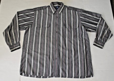 Vintage Mens John Blair Shirt Size L Gray Stripe Back Hole Grunge Epaulettes picture