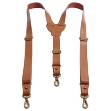 Mens Genuine Leather Braces Heavy Duty Suspenders Formal Wear Y-shape Adjustable picture