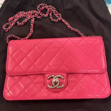 Chanel Quilted Hot Pink Classic Flap bag authentic vintage picture