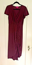 Betsey Johnson Burgundy V-Neck Stretch Wrap Midi Dress Women’s US-M picture