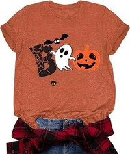 Halloween Boo Shirts for Women Funny Halloween Ghost Tshirts Fall Spooky Pumpkin picture