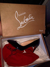 Christian Louboutin Black Patent Leather Pointed Toe Stiletto Pumps EU 36 picture