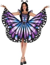 Women`s Butterfly Wing Costume + Headband Adult Nymph Halloween Dress XS - 3XL picture