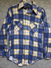 Vintage JCPenny Long Sleeve Flannel Shirt Men's Size Medium Blue Yellow  picture