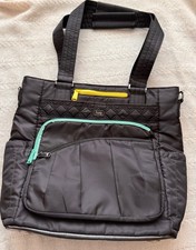 RARE VHTF Lug Ace Convertible Tote Bag Midnight Black Neon Teal Yellow Travel picture