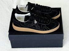 Maje New Black Suede Sneakers Clover Charm Accent Size 39 picture
