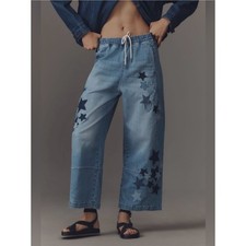 Anthropologie Pilcro and the Letterpress Izzie Star Patch Barrel Jeans XL NWT picture
