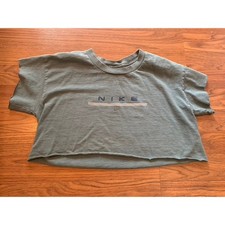 Vintage '90s Cropped Sage Green Nike Swoosh Top Made in USA | M picture