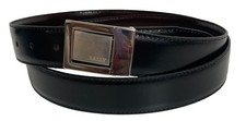 Vtg Bally Reversible Plate Buckle Belt Mens 44 Black Brown Leather Made In Italy picture