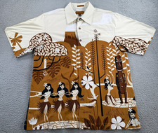 Shag Toes On The Nose Shirt Mens Large Brown Tiki Hula Dream Fit Button Up Rare picture