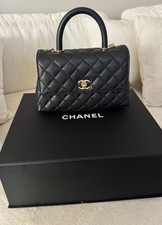 chanel caviar coco handle flap authentic black picture