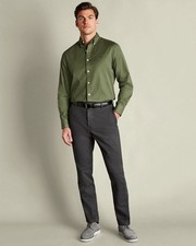 Mens Dark Gray Slim Fit Chinos Pants 32x32 Non Iron Stretch Casual Dress Outfits picture
