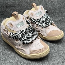 Lanvin Curb Sneakers Womens Sz 8 EU 38 Pink Cream Made In Italy Leather picture