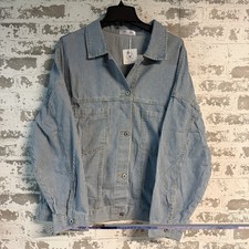 NEW Liam & Co. Lakely Sky Blue Striped Denim Jacket Size XL picture