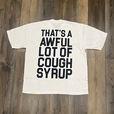 Aful Lot of Cough Syrup White Graphic Logo Crew Neck Short Sleeve T-Shirt M picture