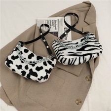 Leopard Pattern Plush Bag Personality Diagonal Women Bag Chain BagOpens in a new picture