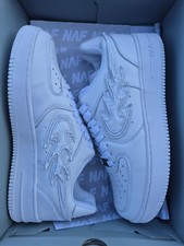 NAF All White Flame Custom Air Forces Size 9.5 Mens picture