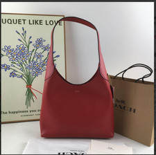 COACH CU068 Brooklyn Shoulder Bag 28 Natural Grain Leather Red Ruby Outlet picture