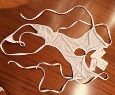 RARE Wicked Weasel 819 White One Piece Monokini Swimsuit NWT M/L New With Tags picture