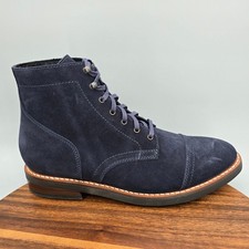 Thursday Boot Co. Captain Boots Mens 12 Navy Blue Suede Leather Casual Cap Toe picture