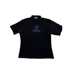 FENDI VTG Y2K Maximalist Velour Dark Purple Front Logo Short Sleeve Top sz M-L picture