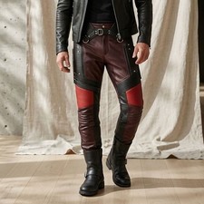 Mens Lord Leather Pants - Space Fighter Galaxy Warrior Costume Bottoms Men Women picture