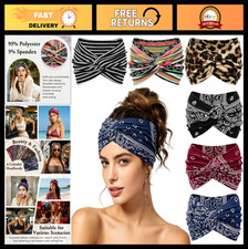 Non-Slip Wide Elastic Headbands for Women, Soft Stretchy Sports Sweat Bands, 6Pc picture
