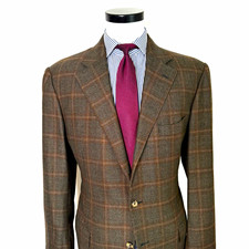Ermenegildo Zegna Couture Brown Plaid Wool Twill Blazer | 42 picture