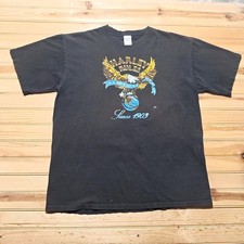 Vintage 90s Harley Rules Eagle Globe Biker Motorcycle Graphic T-Shirt USA - XL picture