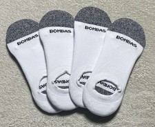 Bombas 4-Pack Unisex White/Grey No Show Socks Size Large NWOT picture