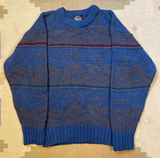 Vintage Woolrich Men's Crewneck Wool Blend Pullover Navy Patterned Sweater M picture