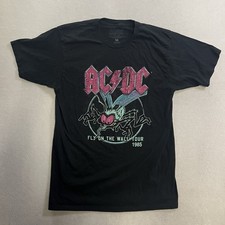 1985 AC DC Fly on the Wall 1985 Concert Tour T-Shirt Adult Medium Rhinestone Tee picture