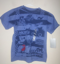 Disney Boys Mickey Mouse T-Shirt XS (4) Youth Short Sleeve Racing Team Blue picture