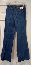 70s Vintage, Hipster Original Unisex Jeans Flare Denim Pants Blue NWT picture