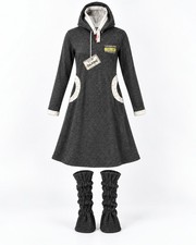 Bana Womens Hooded Long Sleeve Dress & Matching Leg Coverings Gray Set picture