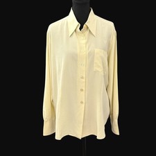 VTG Diane Von Furstenberg Silk Button Down Shirt 1X Butter Yellow Quiet Luxury picture